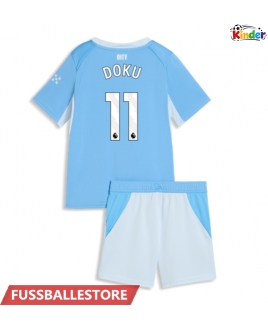 Günstige Manchester City Jeremy Doku #11 Heimtrikotsatz Kinder 2026-27 Kurzarm (+ Kurze Hosen)